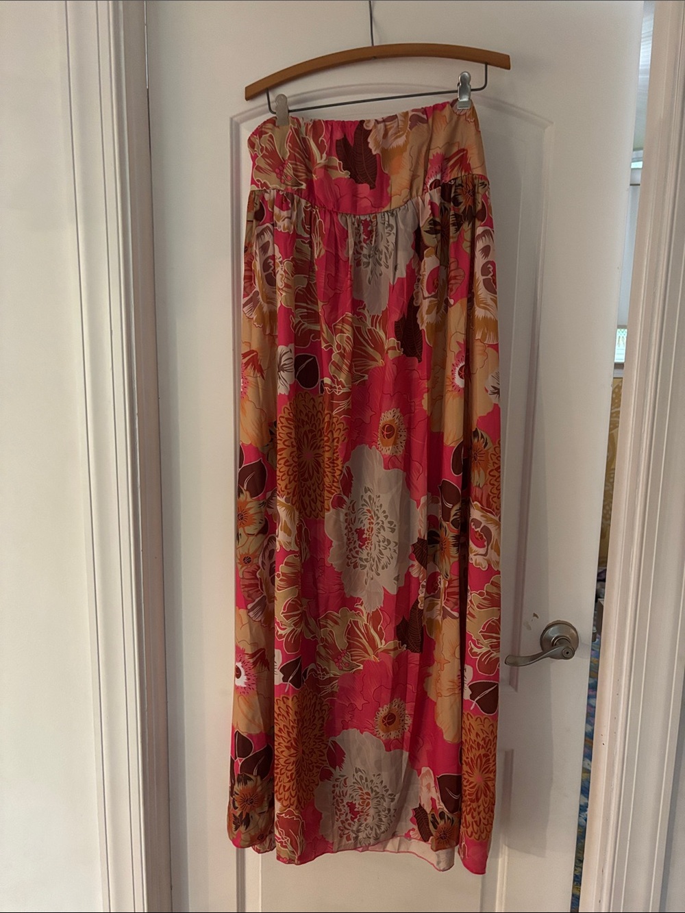 Women's Floral Maxi Dress- Pink Multi